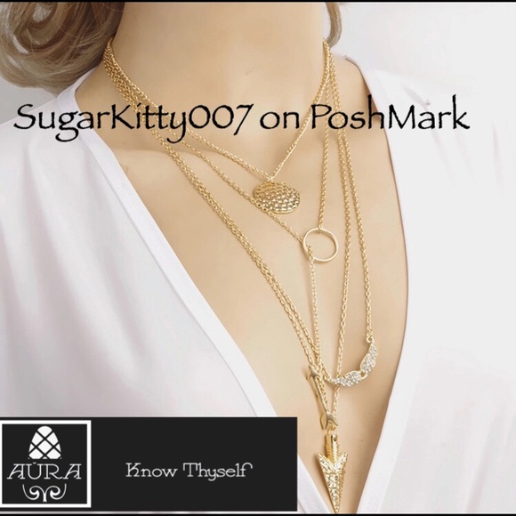 Aura Jewelry - Arrow Angel Wings Dainty Multilayer Necklace